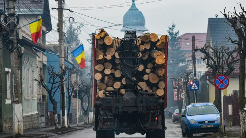   logging site in Romania.. <span style=