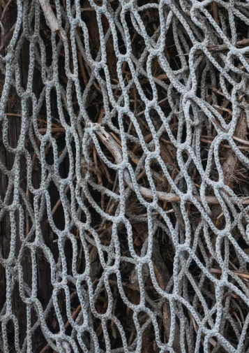A tangled fishing net