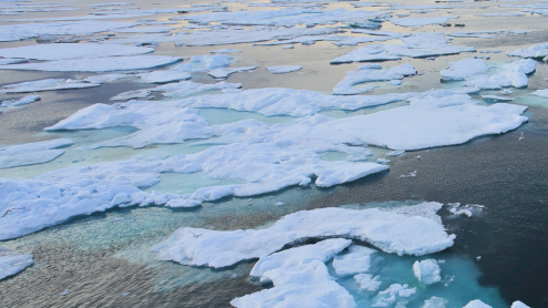 Patches of arctic ice stretches to the horizon