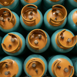 Rows of chemical containers