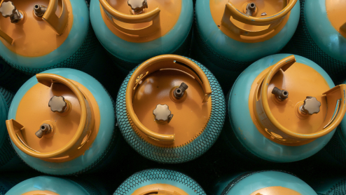 Rows of chemical containers