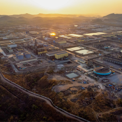 Sunset view of an industrial facility