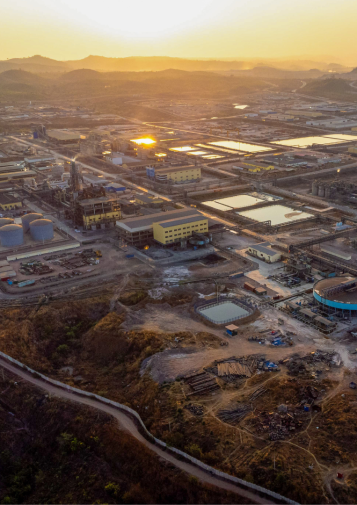 Sunset view of an industrial facility