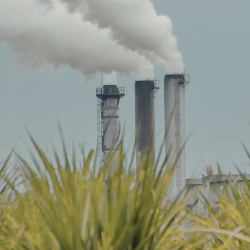 Emissions billow from a factory