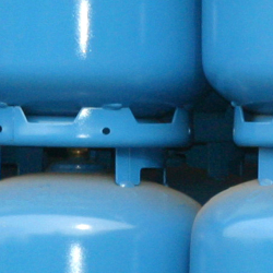 Row of blue refrigerant containers